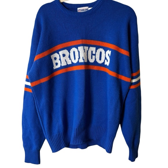 VINTAGEAuthentic Pro Line US Made Broncos Crewneck - Blue + Orange - Sz XL